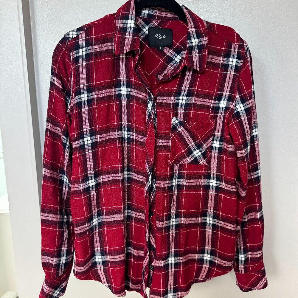 Rails Hunter Cranberry Ink Plaid Button Down Size